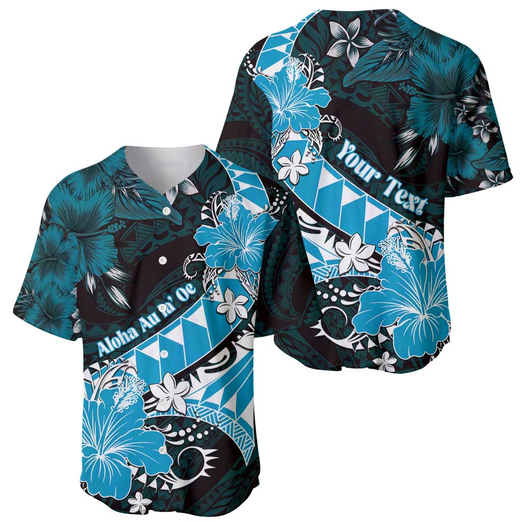 Personalised Hawaii Valentine Day Baseball Jersey Polynesian Hibiscus Art Style Turquoise LT05 - Polynesian Pride