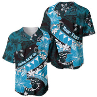 Personalised Hawaii Valentine Day Baseball Jersey Polynesian Hibiscus Art Style Turquoise LT05 - Polynesian Pride