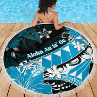 Hawaii Valentine Day Beach Blanket Polynesian Hibiscus Art Style Turquoise LT05 - Polynesian Pride