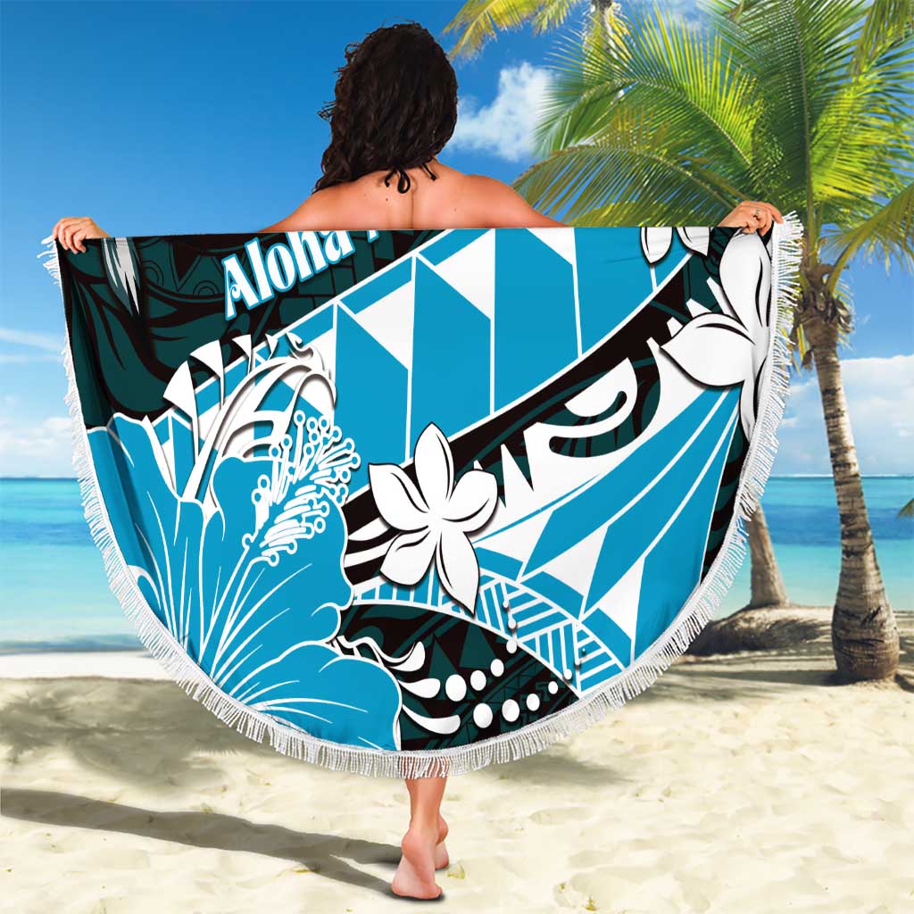 Hawaii Valentine Day Beach Blanket Polynesian Hibiscus Art Style Turquoise LT05 - Polynesian Pride