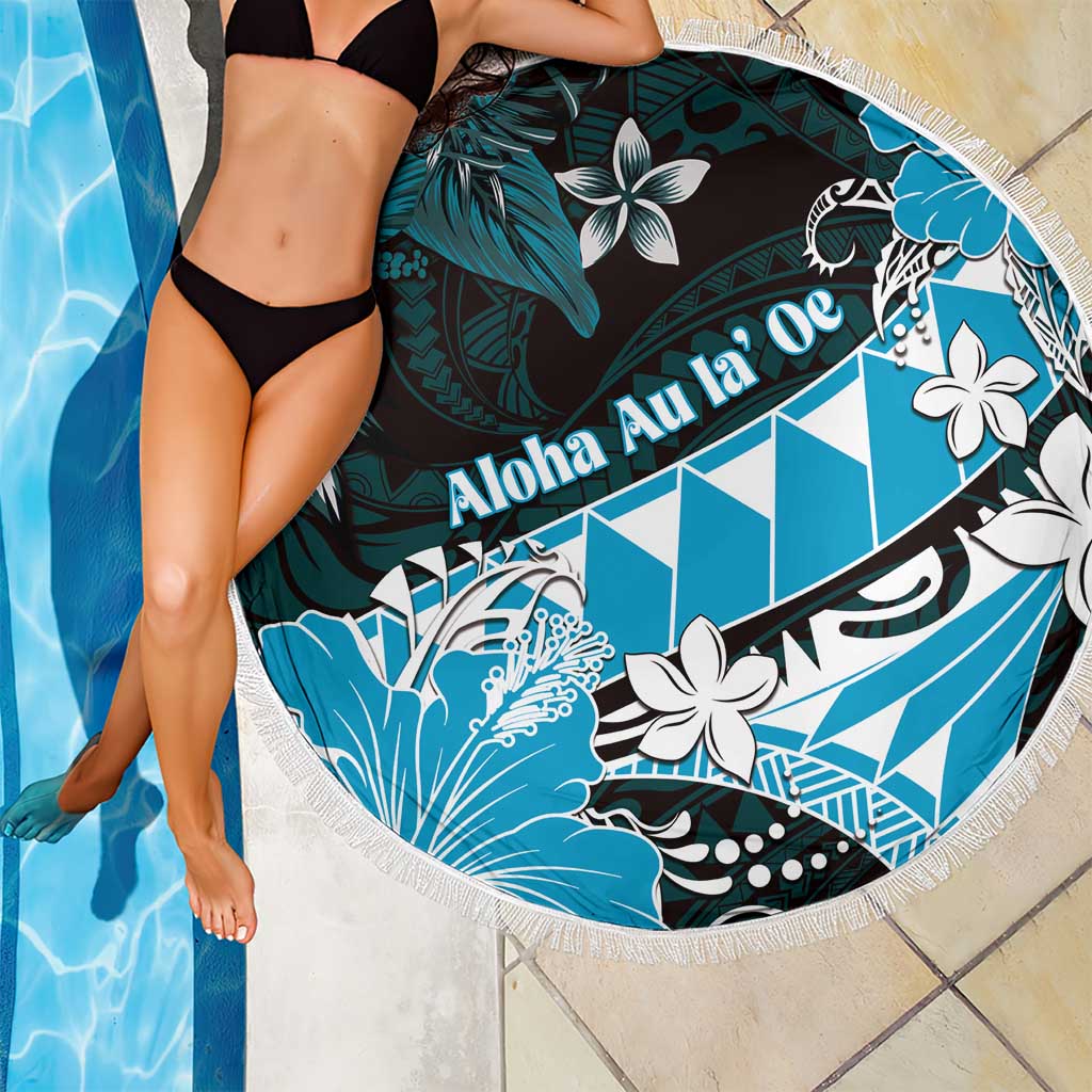 Hawaii Valentine Day Beach Blanket Polynesian Hibiscus Art Style Turquoise LT05 - Polynesian Pride