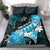 Hawaii Valentine Day Bedding Set Polynesian Hibiscus Art Style Turquoise