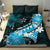 Hawaii Valentine Day Bedding Set Polynesian Hibiscus Art Style Turquoise