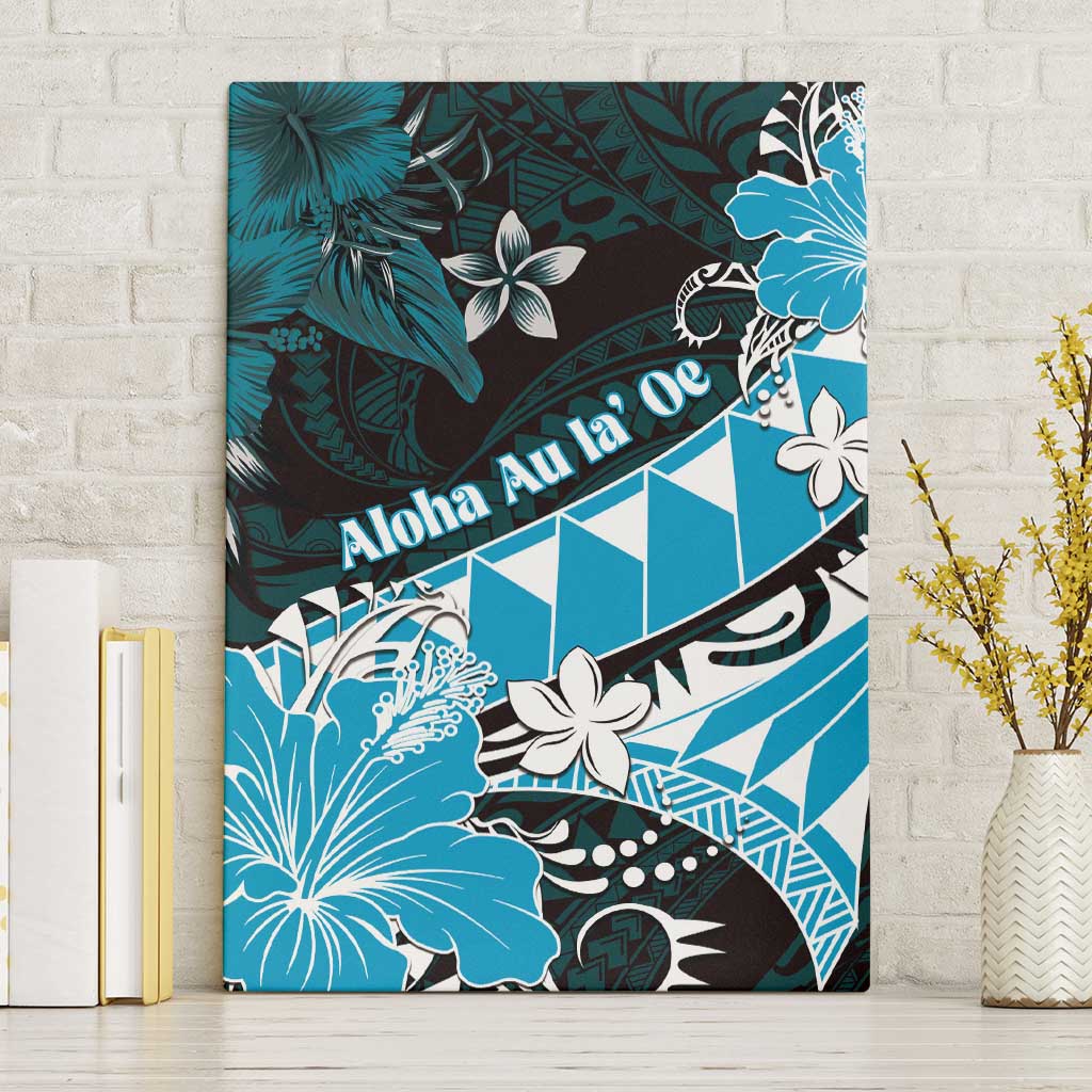 Hawaii Valentine Day Canvas Wall Art Polynesian Hibiscus Art Style Turquoise LT05 Without Frame Turquoise - Polynesian Pride