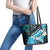 Hawaii Valentine Day Leather Tote Bag Polynesian Hibiscus Art Style Turquoise