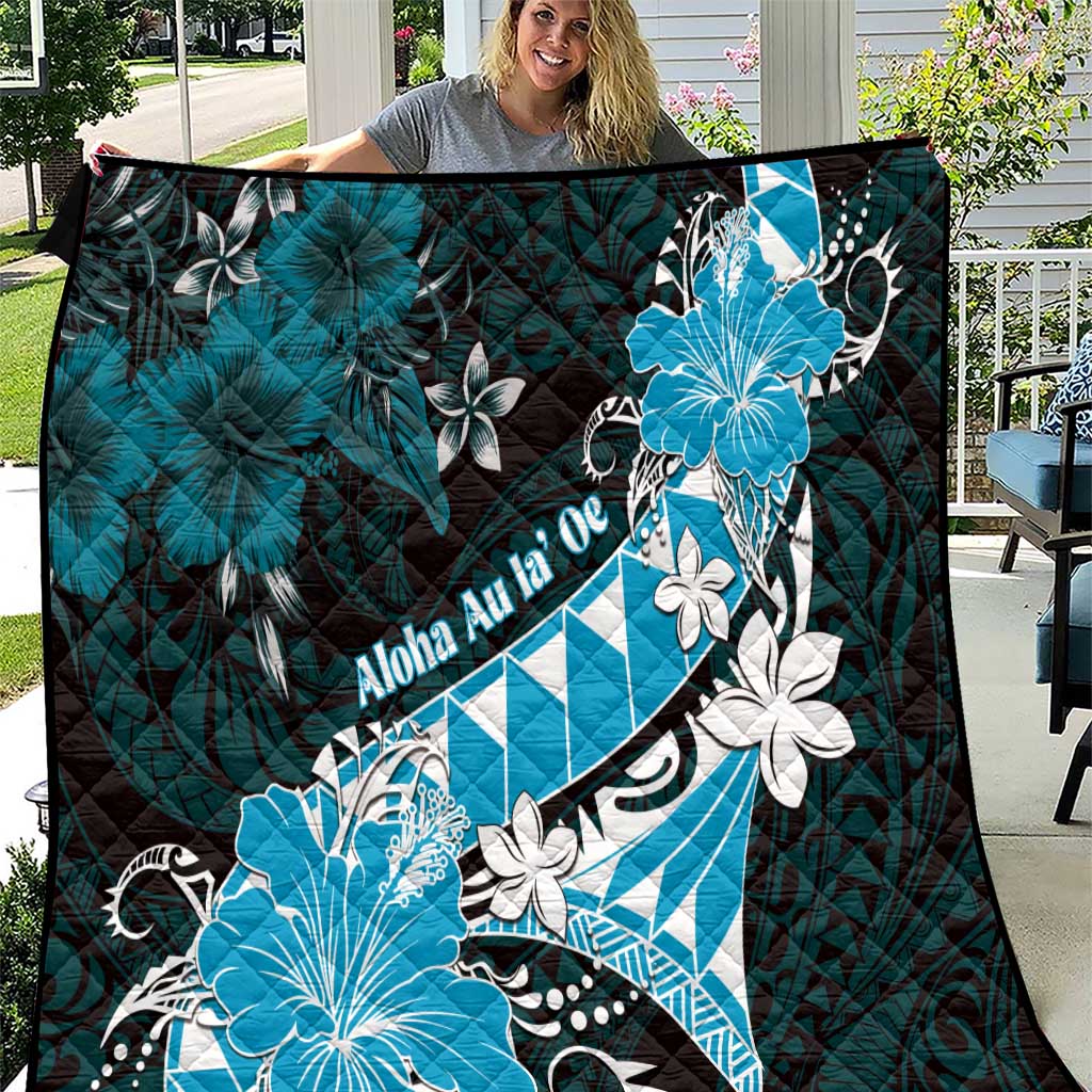 Hawaii Valentine Day Quilt Polynesian Hibiscus Art Style Turquoise LT05 Turquoise - Polynesian Pride