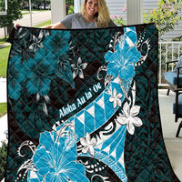 Hawaii Valentine Day Quilt Polynesian Hibiscus Art Style Turquoise LT05 Turquoise - Polynesian Pride