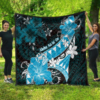 Hawaii Valentine Day Quilt Polynesian Hibiscus Art Style Turquoise LT05 - Polynesian Pride
