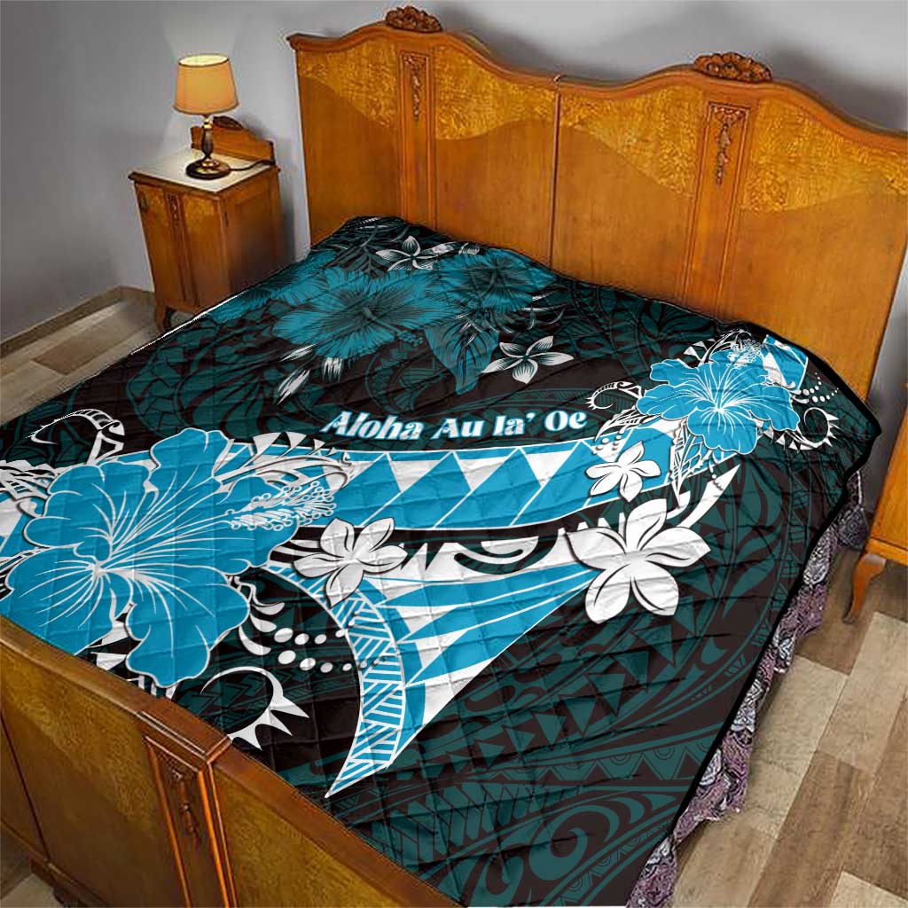 Hawaii Valentine Day Quilt Polynesian Hibiscus Art Style Turquoise LT05 - Polynesian Pride