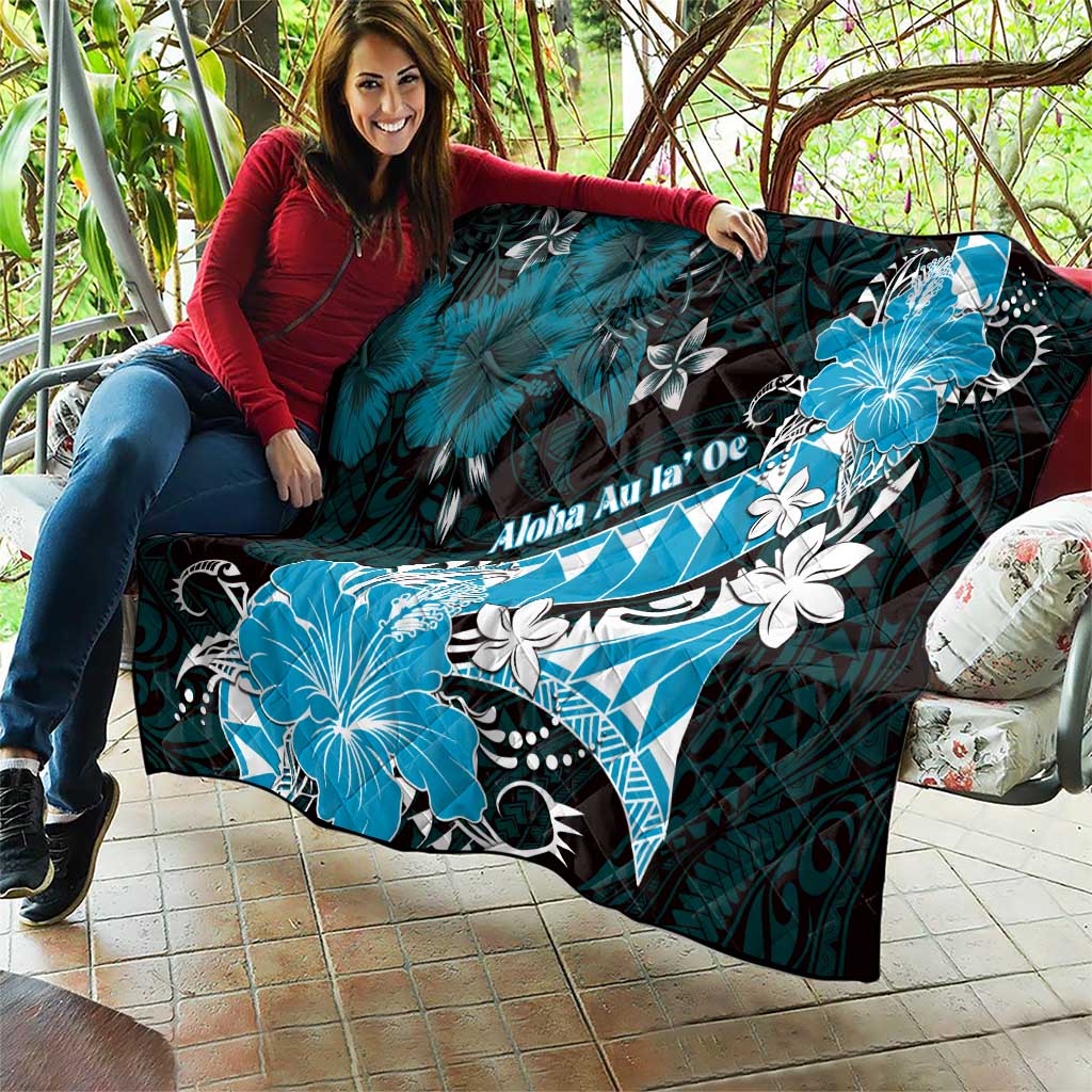 Hawaii Valentine Day Quilt Polynesian Hibiscus Art Style Turquoise LT05 - Polynesian Pride