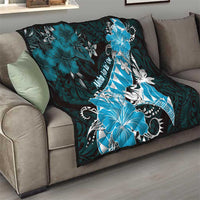 Hawaii Valentine Day Quilt Polynesian Hibiscus Art Style Turquoise LT05 - Polynesian Pride