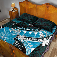 Hawaii Valentine Day Quilt Bed Set Polynesian Hibiscus Art Style Turquoise LT05 - Polynesian Pride