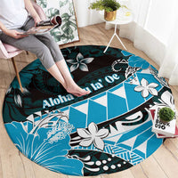 Hawaii Valentine Day Round Carpet Polynesian Hibiscus Art Style Turquoise LT05 - Polynesian Pride