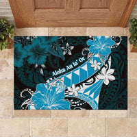 Hawaii Valentine Day Rubber Doormat Polynesian Hibiscus Art Style Turquoise LT05 Turquoise - Polynesian Pride