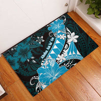Hawaii Valentine Day Rubber Doormat Polynesian Hibiscus Art Style Turquoise LT05 - Polynesian Pride