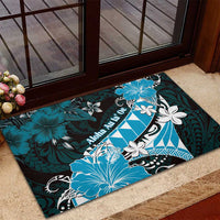 Hawaii Valentine Day Rubber Doormat Polynesian Hibiscus Art Style Turquoise LT05 - Polynesian Pride