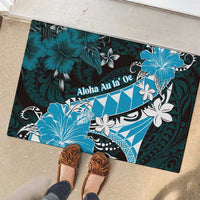 Hawaii Valentine Day Rubber Doormat Polynesian Hibiscus Art Style Turquoise LT05 - Polynesian Pride