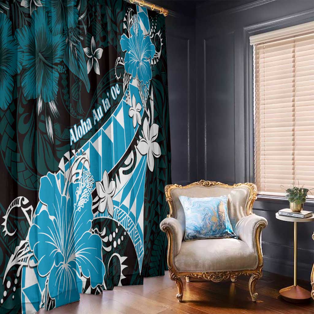 Hawaii Valentine Day Window Curtain Polynesian Hibiscus Art Style Turquoise LT05 - Polynesian Pride