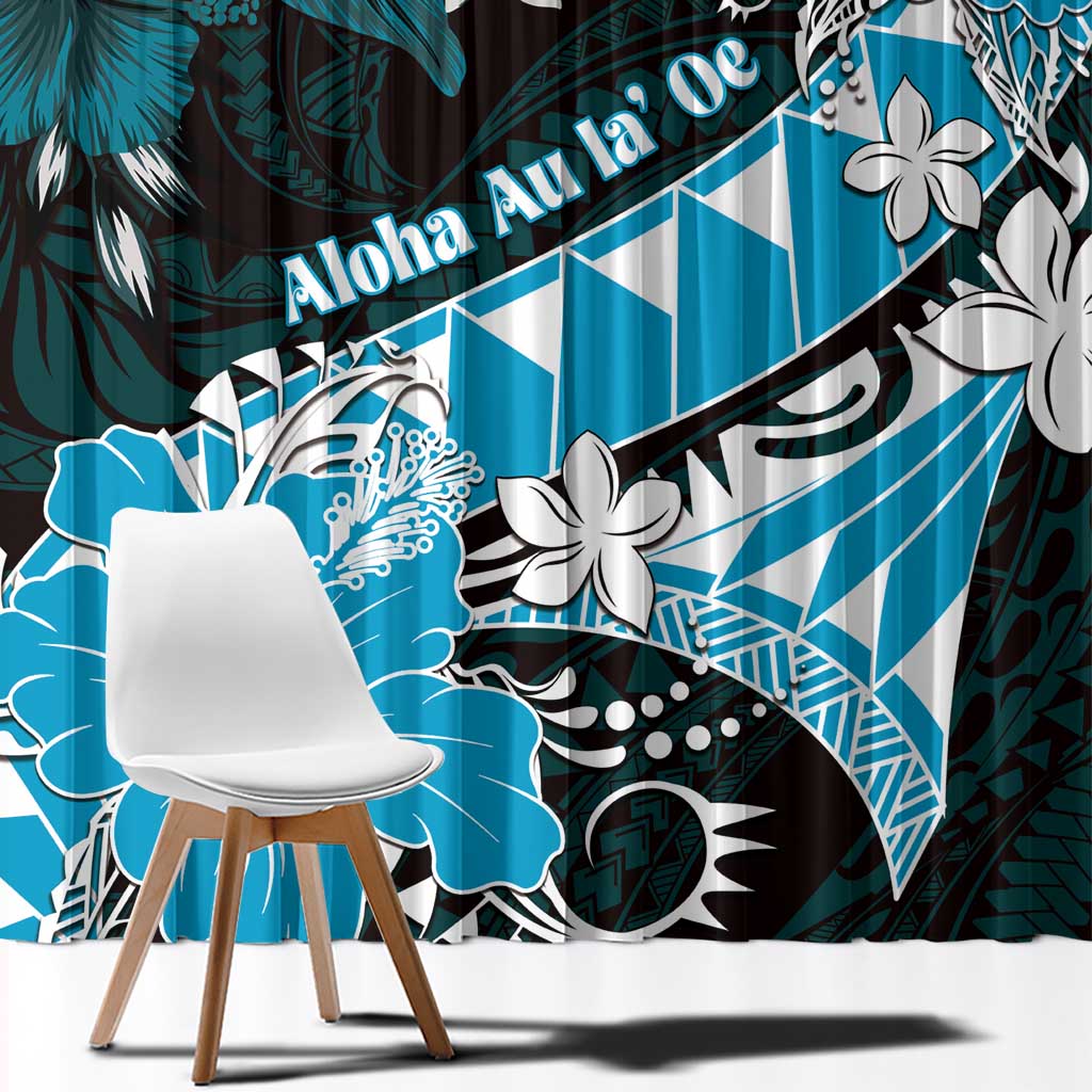 Hawaii Valentine Day Window Curtain Polynesian Hibiscus Art Style Turquoise LT05 - Polynesian Pride
