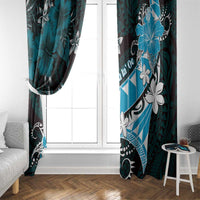 Hawaii Valentine Day Window Curtain Polynesian Hibiscus Art Style Turquoise LT05 - Polynesian Pride