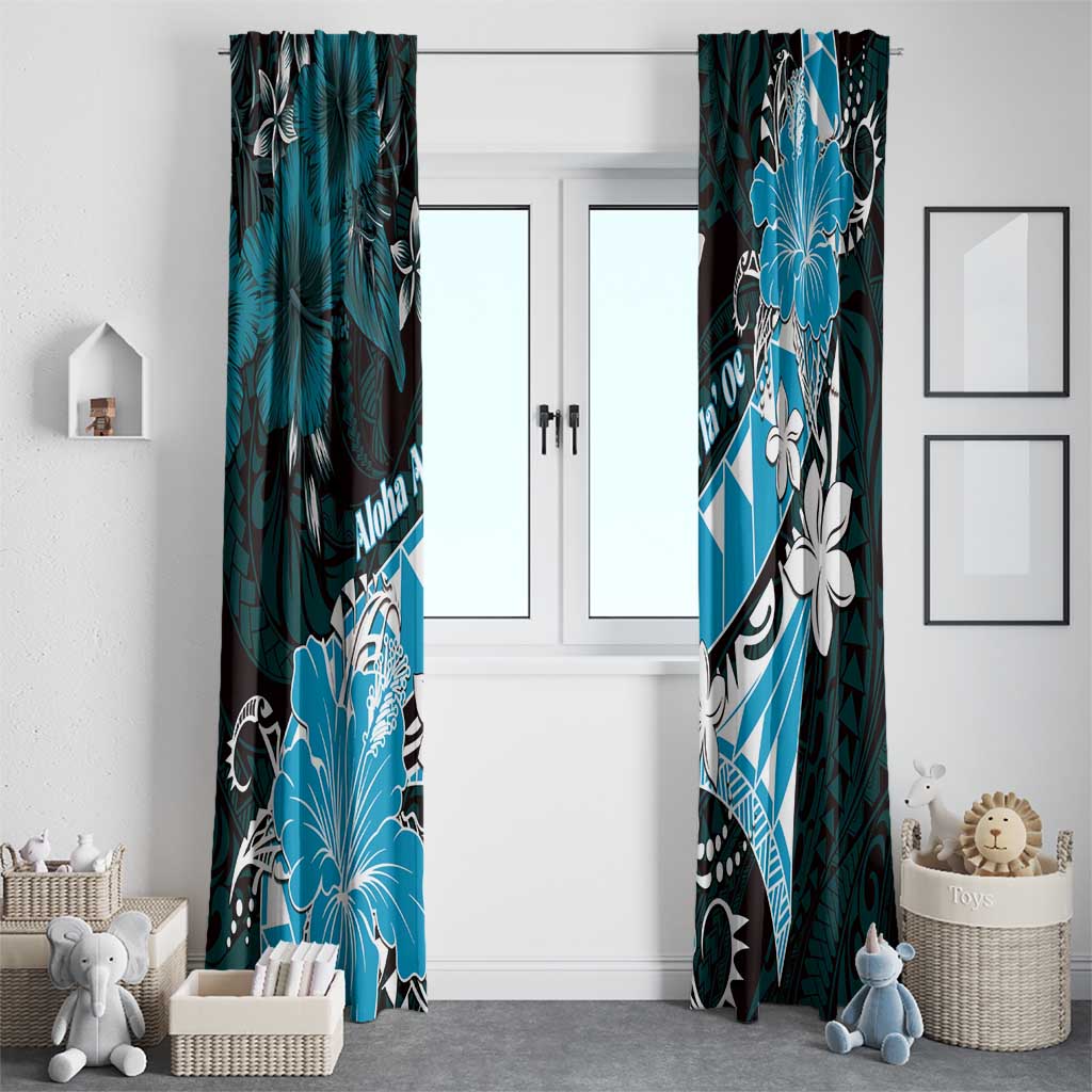 Hawaii Valentine Day Window Curtain Polynesian Hibiscus Art Style Turquoise LT05 - Polynesian Pride
