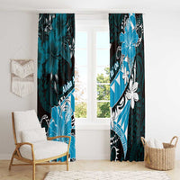 Hawaii Valentine Day Window Curtain Polynesian Hibiscus Art Style Turquoise LT05 - Polynesian Pride