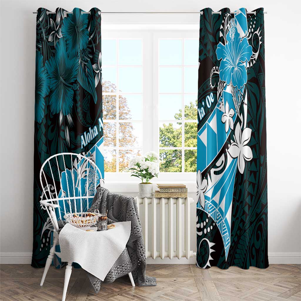Hawaii Valentine Day Window Curtain Polynesian Hibiscus Art Style Turquoise LT05 - Polynesian Pride