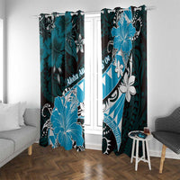 Hawaii Valentine Day Window Curtain Polynesian Hibiscus Art Style Turquoise LT05 With Grommets Turquoise - Polynesian Pride