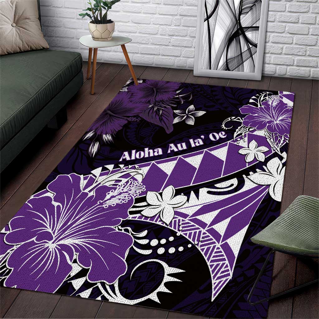 Hawaii Valentine Day Area Rug Polynesian Hibiscus Art Style Purple LT05 Purple - Polynesian Pride