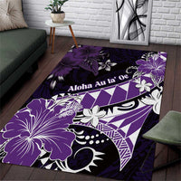 Hawaii Valentine Day Area Rug Polynesian Hibiscus Art Style Purple LT05 Purple - Polynesian Pride