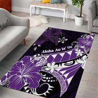 Hawaii Valentine Day Area Rug Polynesian Hibiscus Art Style Purple LT05 - Polynesian Pride