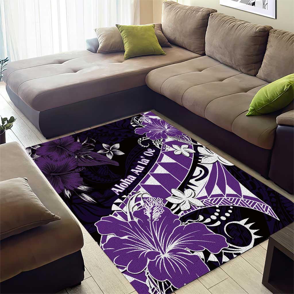 Hawaii Valentine Day Area Rug Polynesian Hibiscus Art Style Purple LT05 - Polynesian Pride