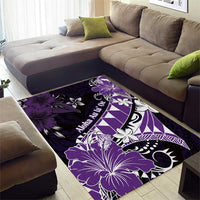 Hawaii Valentine Day Area Rug Polynesian Hibiscus Art Style Purple LT05 - Polynesian Pride