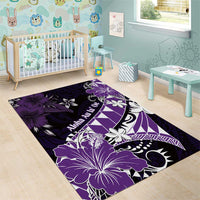 Hawaii Valentine Day Area Rug Polynesian Hibiscus Art Style Purple LT05 - Polynesian Pride
