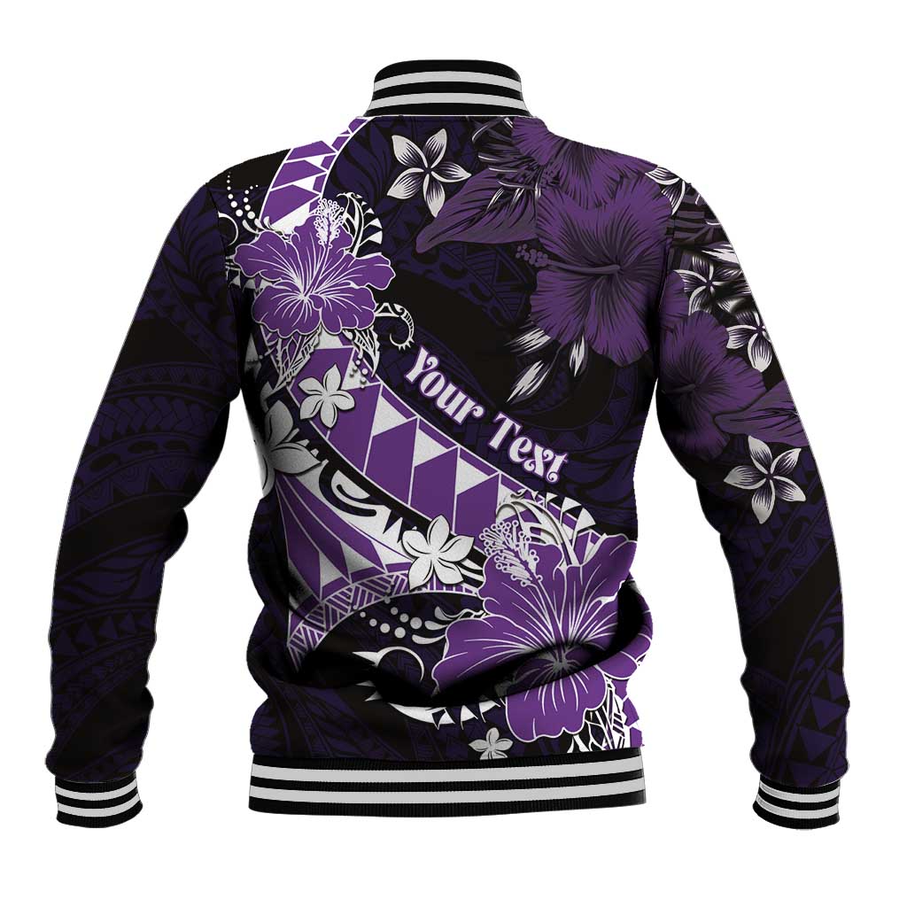 Personalised Hawaii Valentine Day Baseball Jacket Polynesian Hibiscus Art Style Purple LT05 - Polynesian Pride
