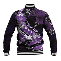 Personalised Hawaii Valentine Day Baseball Jacket Polynesian Hibiscus Art Style Purple LT05 - Polynesian Pride