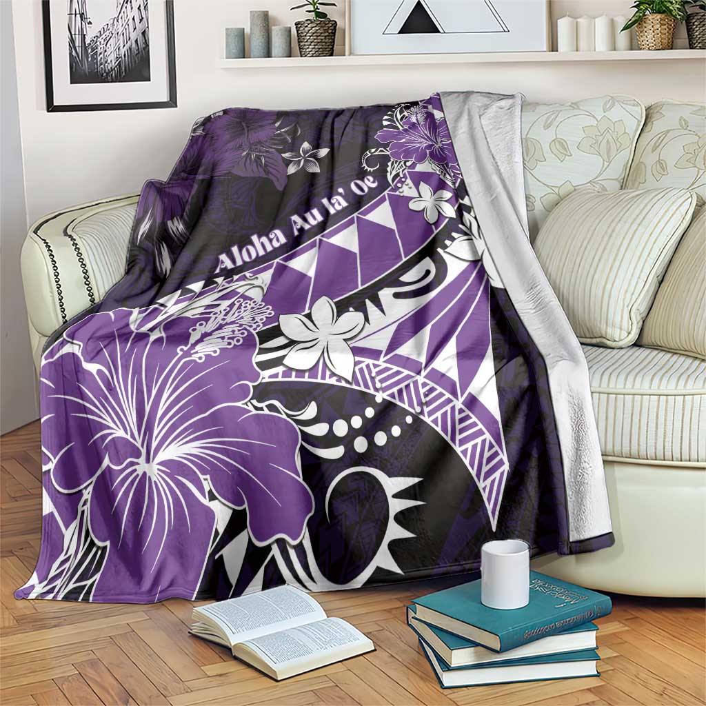 Hawaii Valentine Day Blanket Polynesian Hibiscus Art Style Purple LT05 Purple - Polynesian Pride