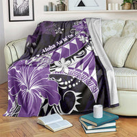 Hawaii Valentine Day Blanket Polynesian Hibiscus Art Style Purple LT05 Purple - Polynesian Pride