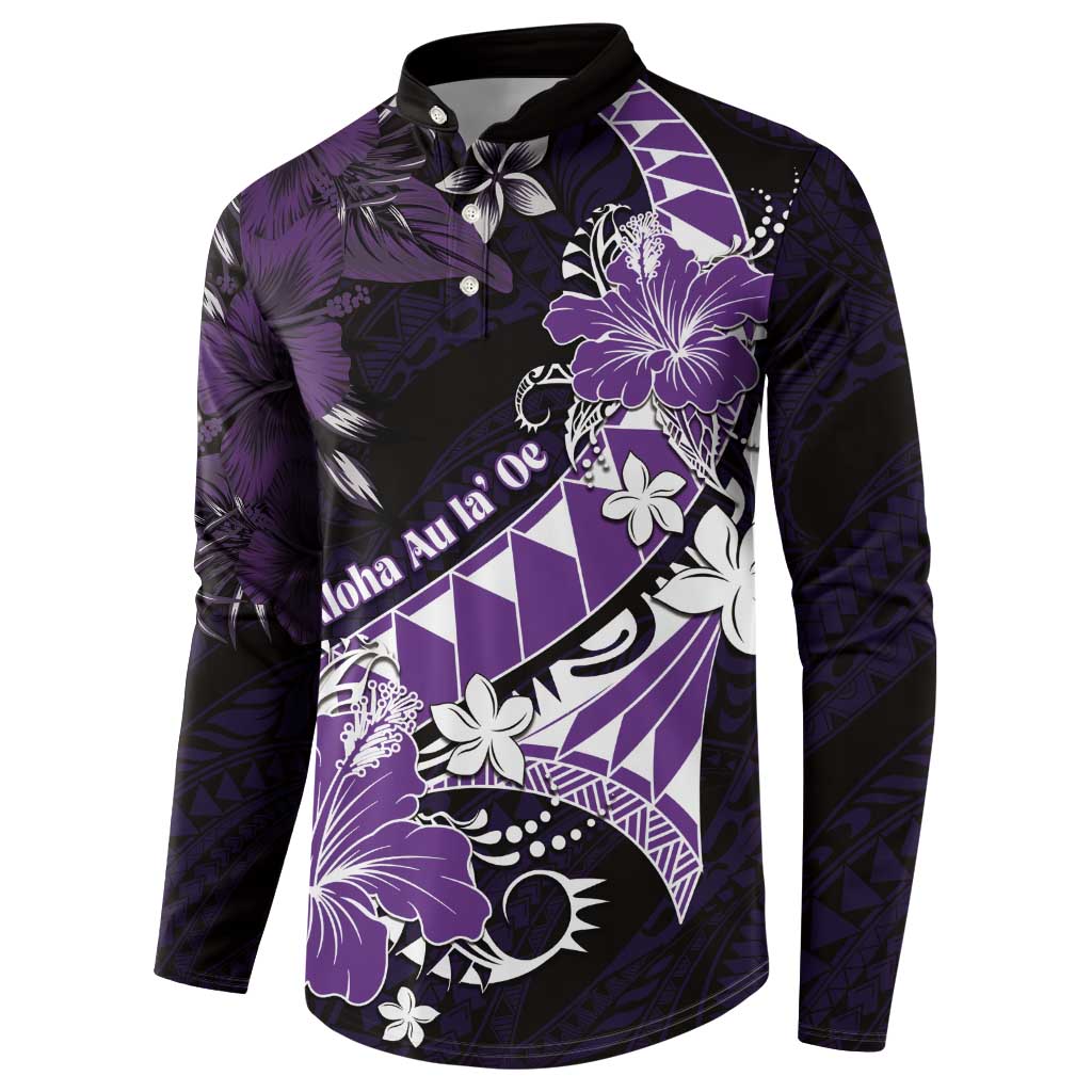 Personalised Hawaii Valentine Day Button Sweatshirt Polynesian Hibiscus Art Style Purple LT05 - Polynesian Pride