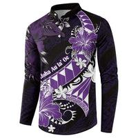 Personalised Hawaii Valentine Day Button Sweatshirt Polynesian Hibiscus Art Style Purple LT05 - Polynesian Pride