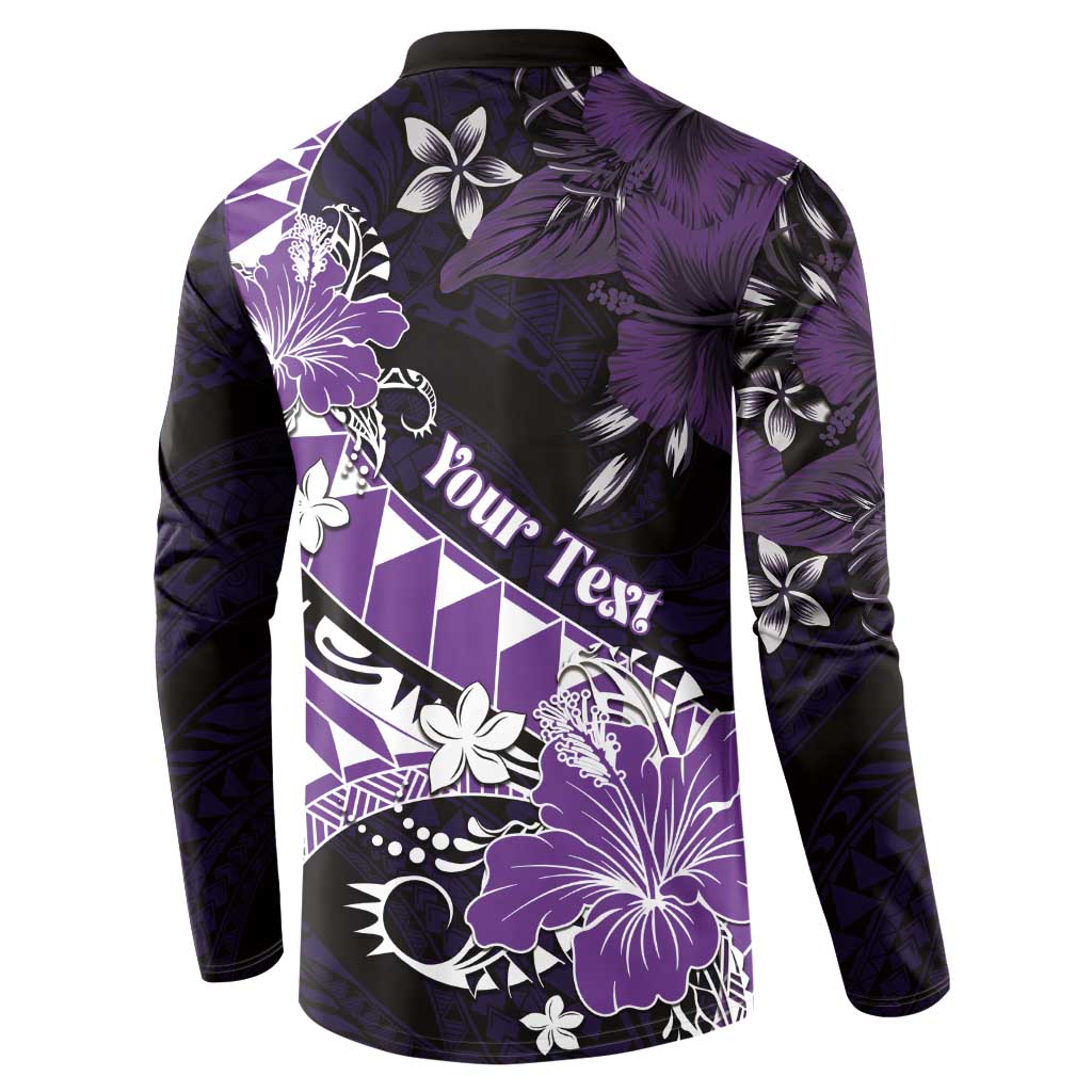 Personalised Hawaii Valentine Day Button Sweatshirt Polynesian Hibiscus Art Style Purple LT05 - Polynesian Pride