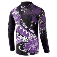 Personalised Hawaii Valentine Day Button Sweatshirt Polynesian Hibiscus Art Style Purple LT05 - Polynesian Pride