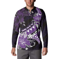 Personalised Hawaii Valentine Day Button Sweatshirt Polynesian Hibiscus Art Style Purple LT05 - Polynesian Pride