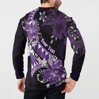 Personalised Hawaii Valentine Day Button Sweatshirt Polynesian Hibiscus Art Style Purple LT05 - Polynesian Pride