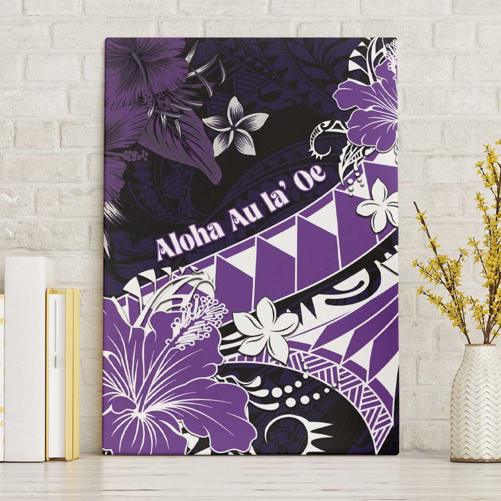 Hawaii Valentine Day Canvas Wall Art Polynesian Hibiscus Art Style Purple LT05 Without Frame Purple - Polynesian Pride