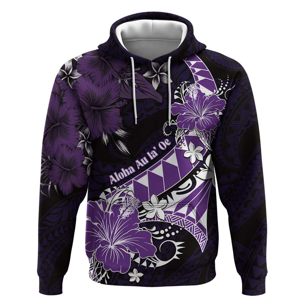 Personalised Hawaii Valentine Day Hoodie Polynesian Hibiscus Art Style Purple LT05 Pullover Hoodie Purple - Polynesian Pride