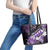 Hawaii Valentine Day Leather Tote Bag Polynesian Hibiscus Art Style Purple