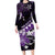 Personalised Hawaii Valentine Day Long Sleeve Bodycon Dress Polynesian Hibiscus Art Style Purple