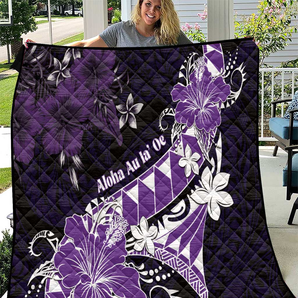 Hawaii Valentine Day Quilt Polynesian Hibiscus Art Style Purple LT05 Purple - Polynesian Pride