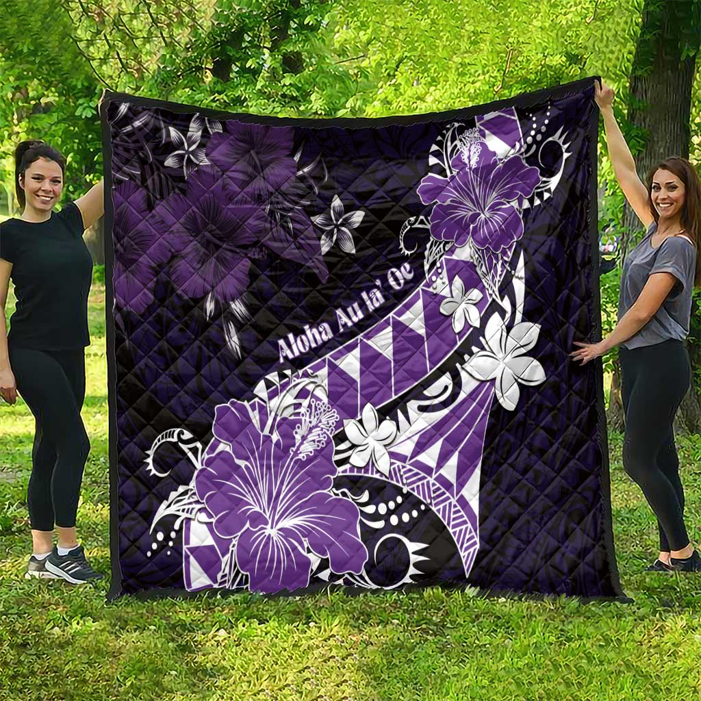 Hawaii Valentine Day Quilt Polynesian Hibiscus Art Style Purple LT05 - Polynesian Pride